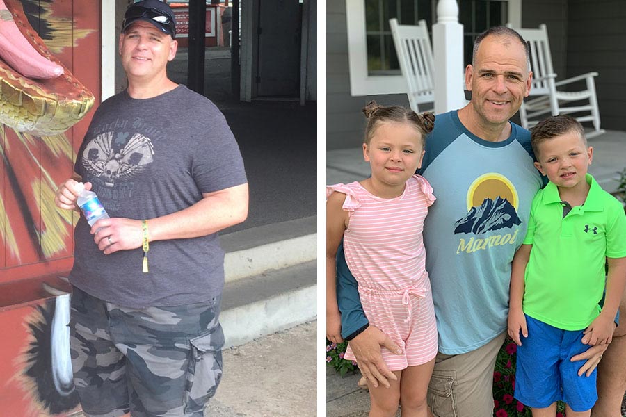 Adam Tice's Profile by Sanford Weight Loss Journey. Side-by-side before and after photos.