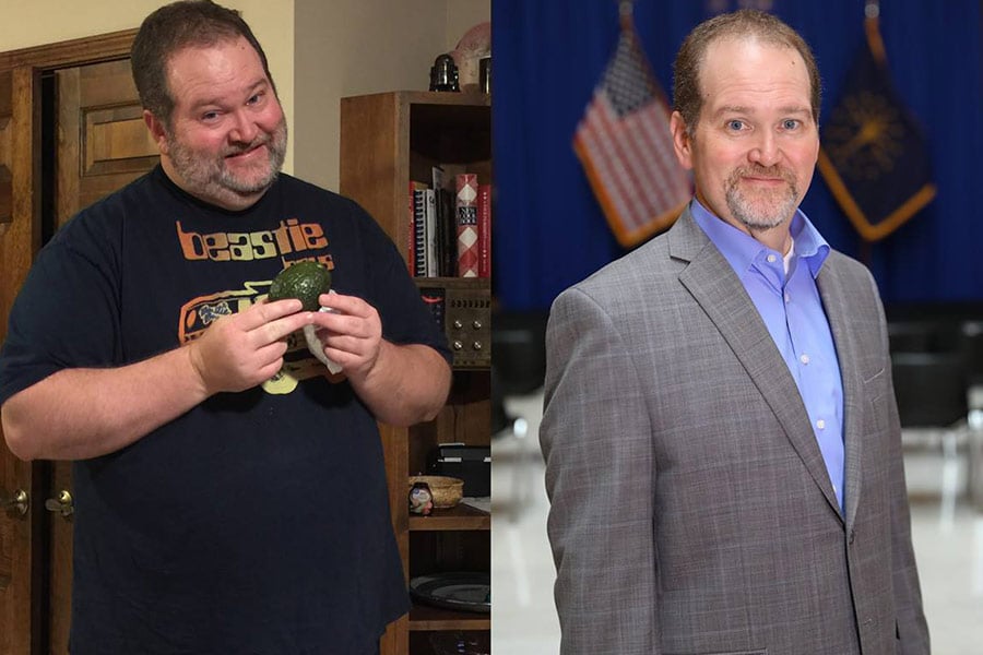 Before and now photo of Jason B and his weight loss guided by Profile Precise DNA kit.