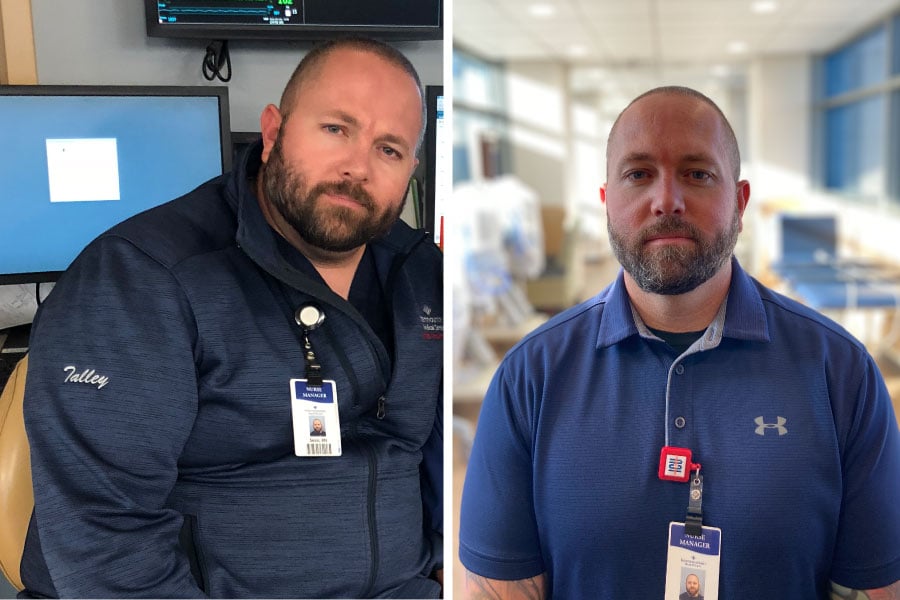 Before and after weight loss photo of Sean, Profile member