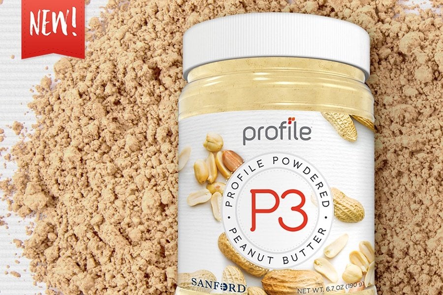 Jar of Profile by Sanford peanut butter powder