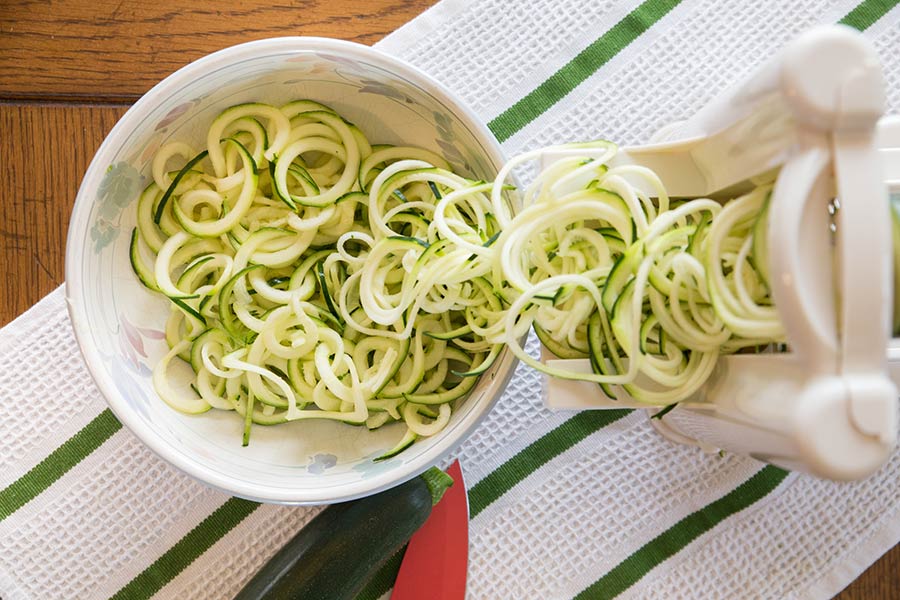 Bowl of zucchini noodles, best vegetable substitute for pasta